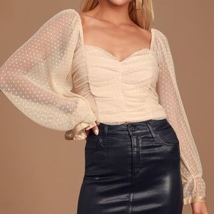Lulu’s Ruched Long Sleeve Crop Top